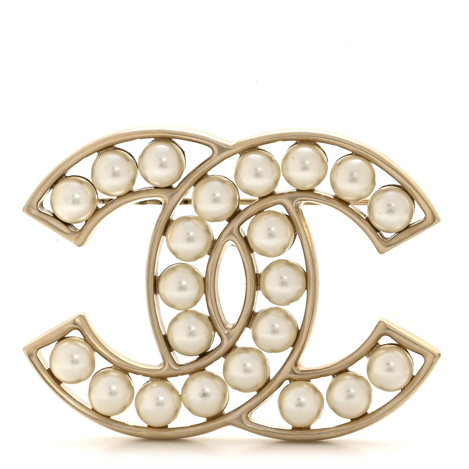 Pearl CC Brooch Light Gold