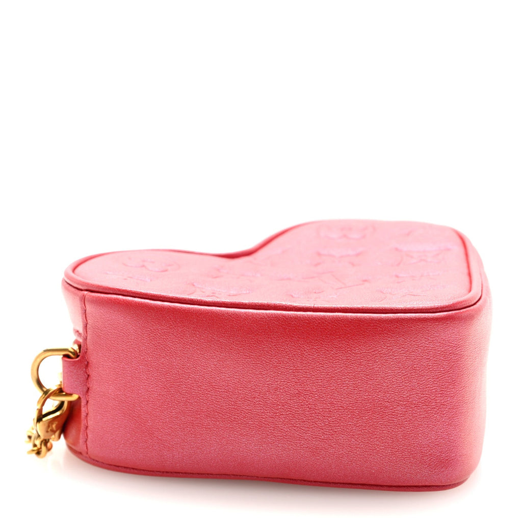 Louis Vuitton Lambskin Embossed Monogram Fall In Love Sac Coeur Heart Chain Bag Lipstick Red