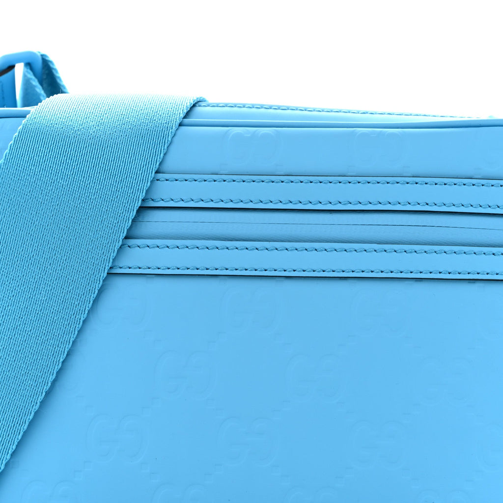 Gucci Rubber Effect Monogram GG Crossbody Bag Bright Blue