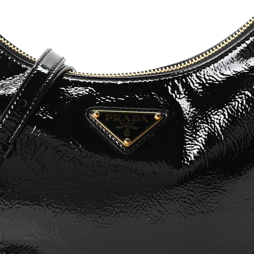 Prada Patent Naplak Arque Shoulder Bag Black