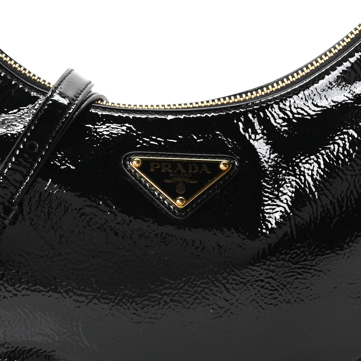 Prada Patent Naplak Arque Shoulder Bag Black