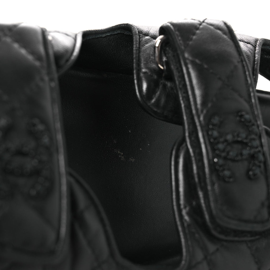 Lambskin Quilted Velcro Dad Sandals 38.5 So Black