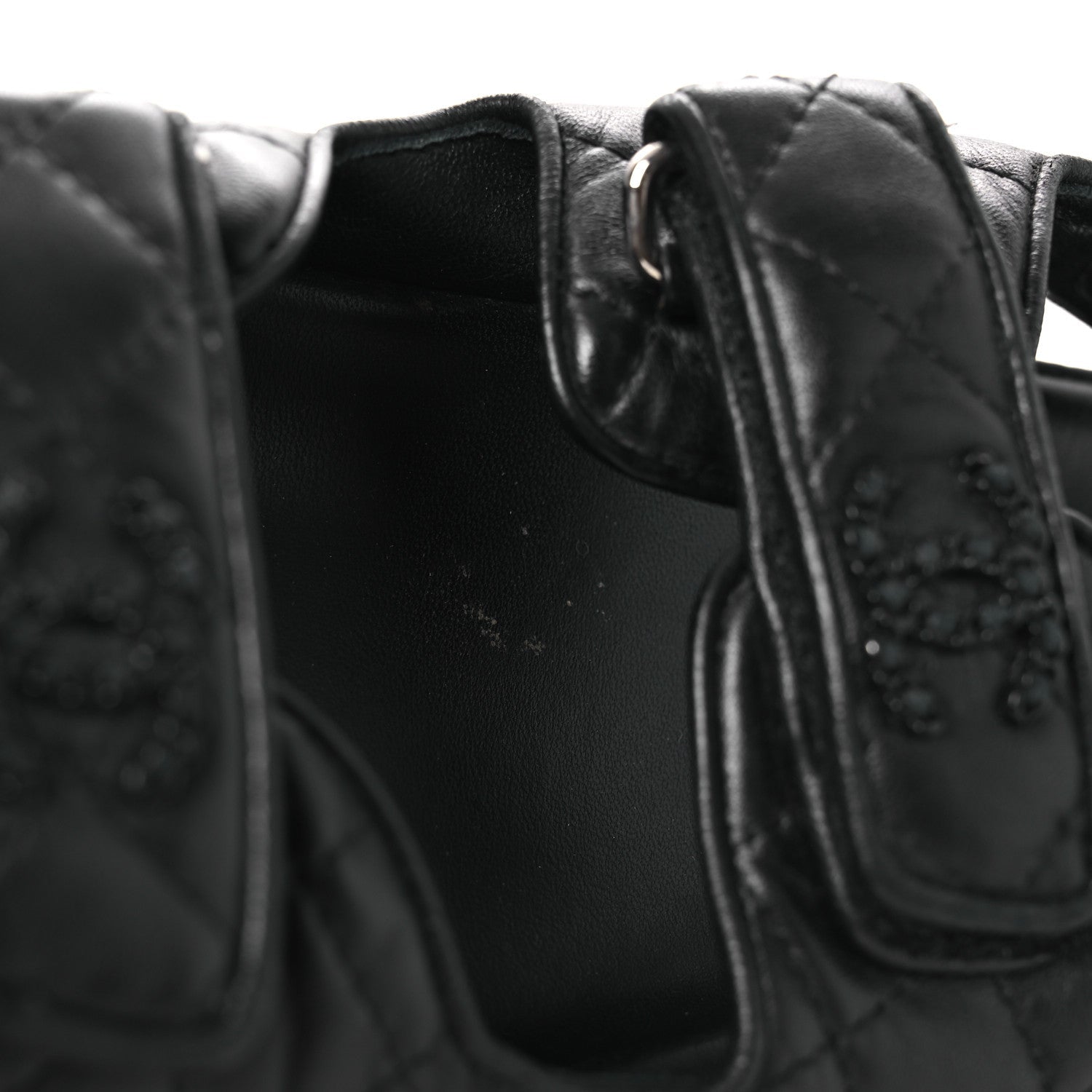 Lambskin Quilted Velcro Dad Sandals 38.5 So Black