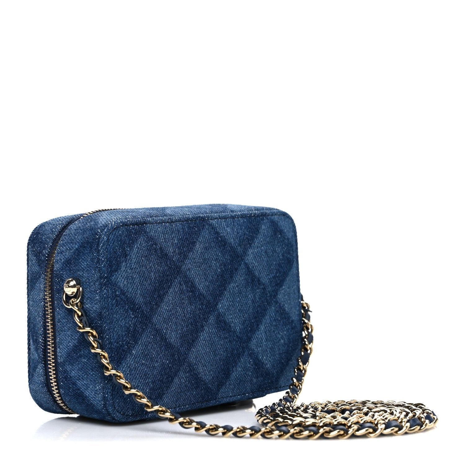 Chanel Printed Denim CC Camera Case Blue