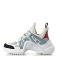 Louis Vuitton Calfskin Technical Nylon LV Archlight Sneakers 38 White Blue Gris