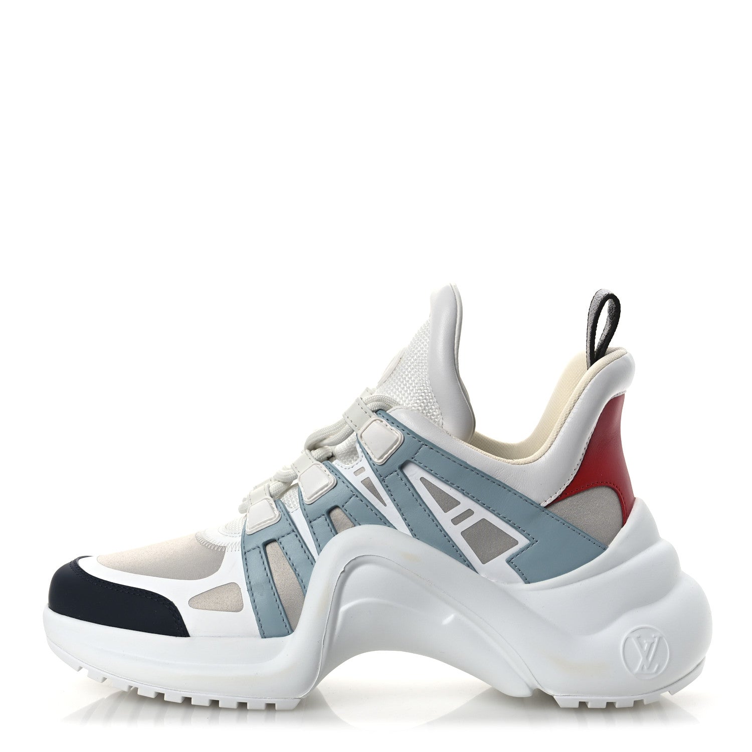 Louis Vuitton Calfskin Technical Nylon LV Archlight Sneakers 38 White Blue Gris