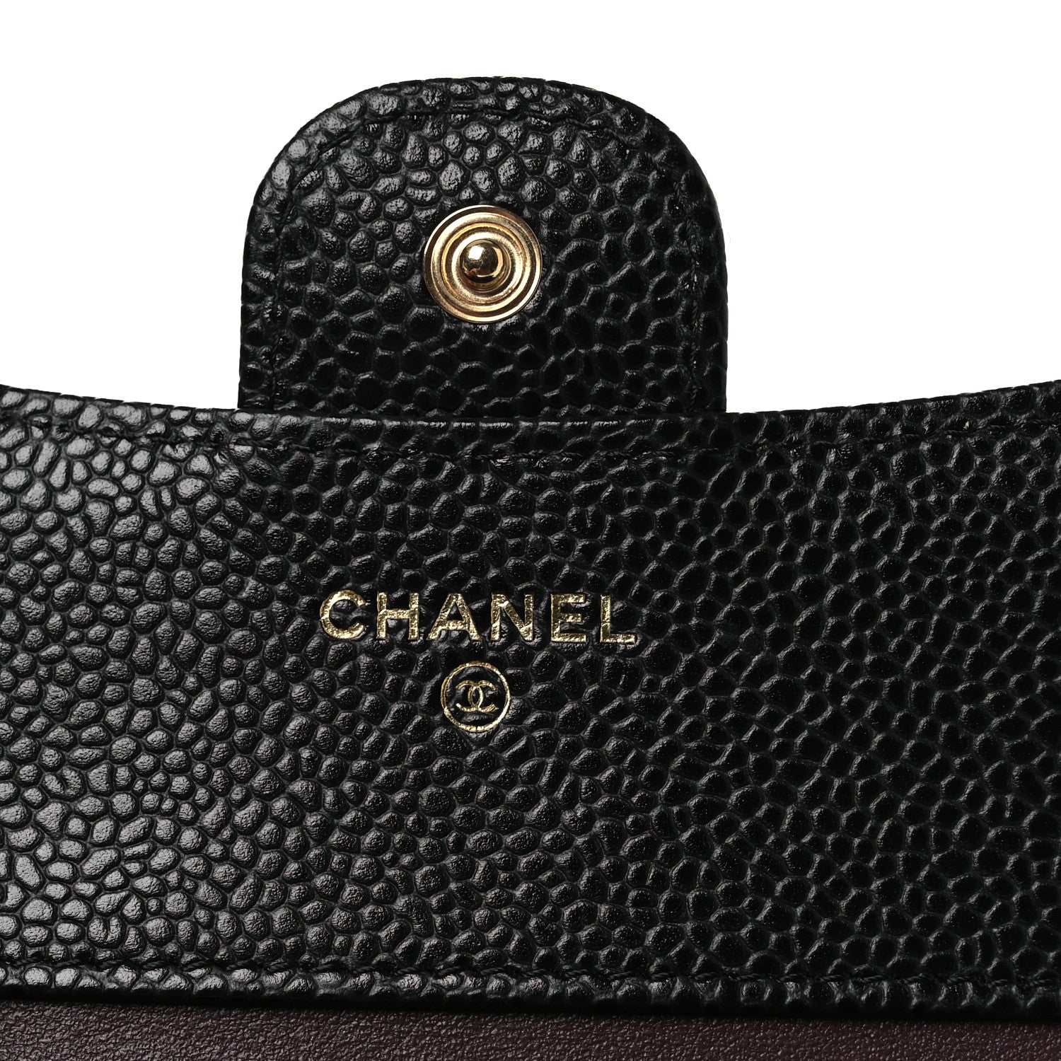 Caviar Quilted Compact Flap Wallet Black