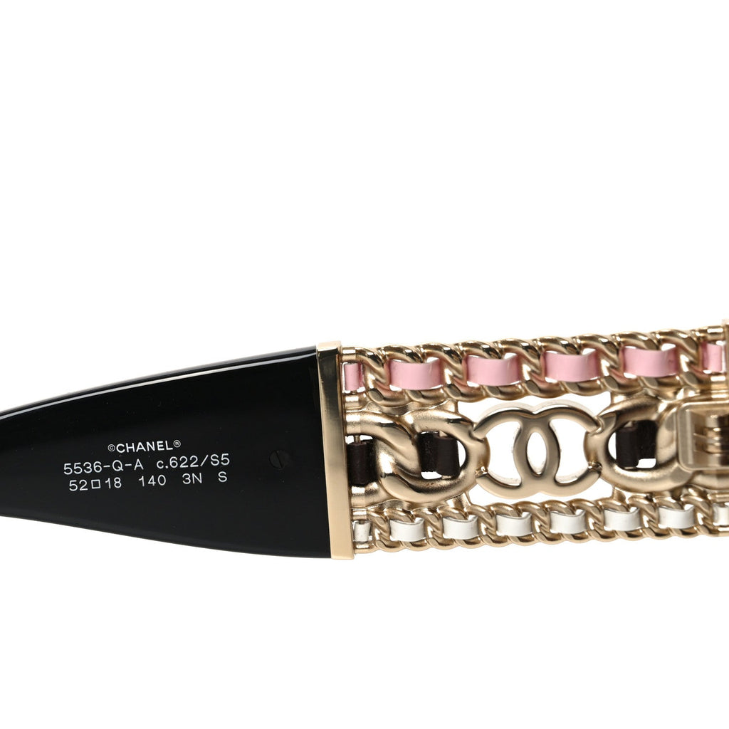Acetate Calfskin Chain CC Sunglasses 5536-Q-A Black