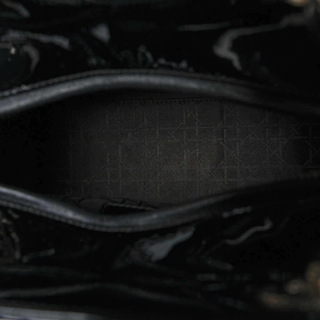 Christian Dior Patent Cannage Medium Lady Dior Black