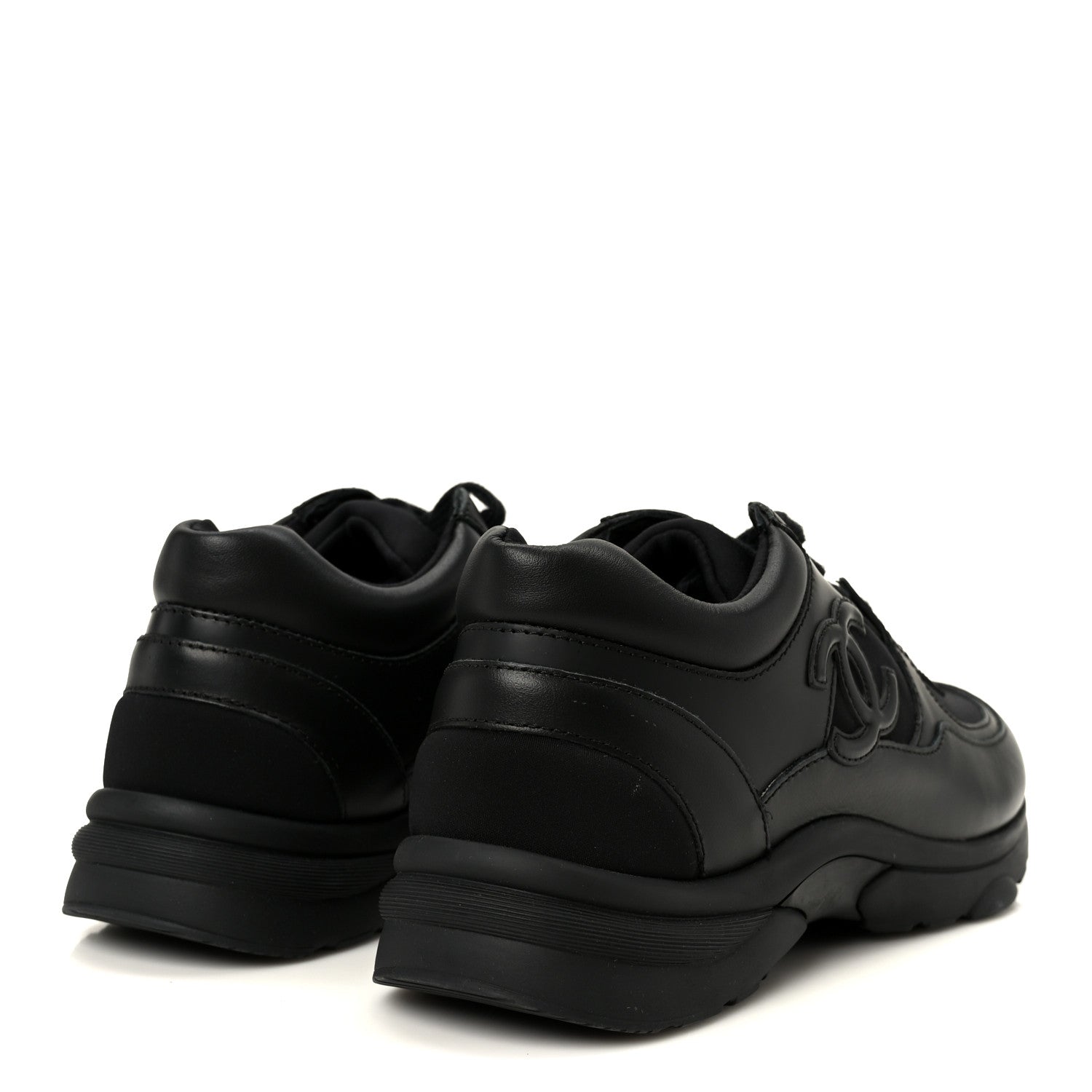 Lambskin Fabric CC Sneakers 39 Black