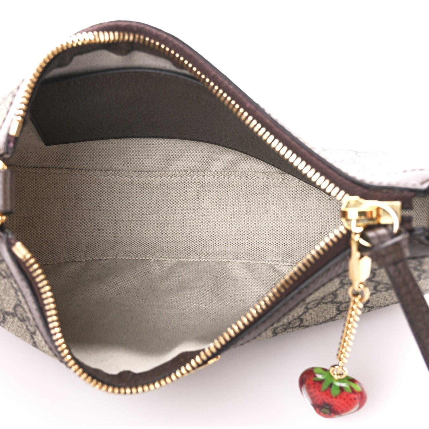 Gucci GG Supreme Monogram Textured Dollar Calfskin Web Small Ophidia GG Handbag Beige Ebony New Acero
