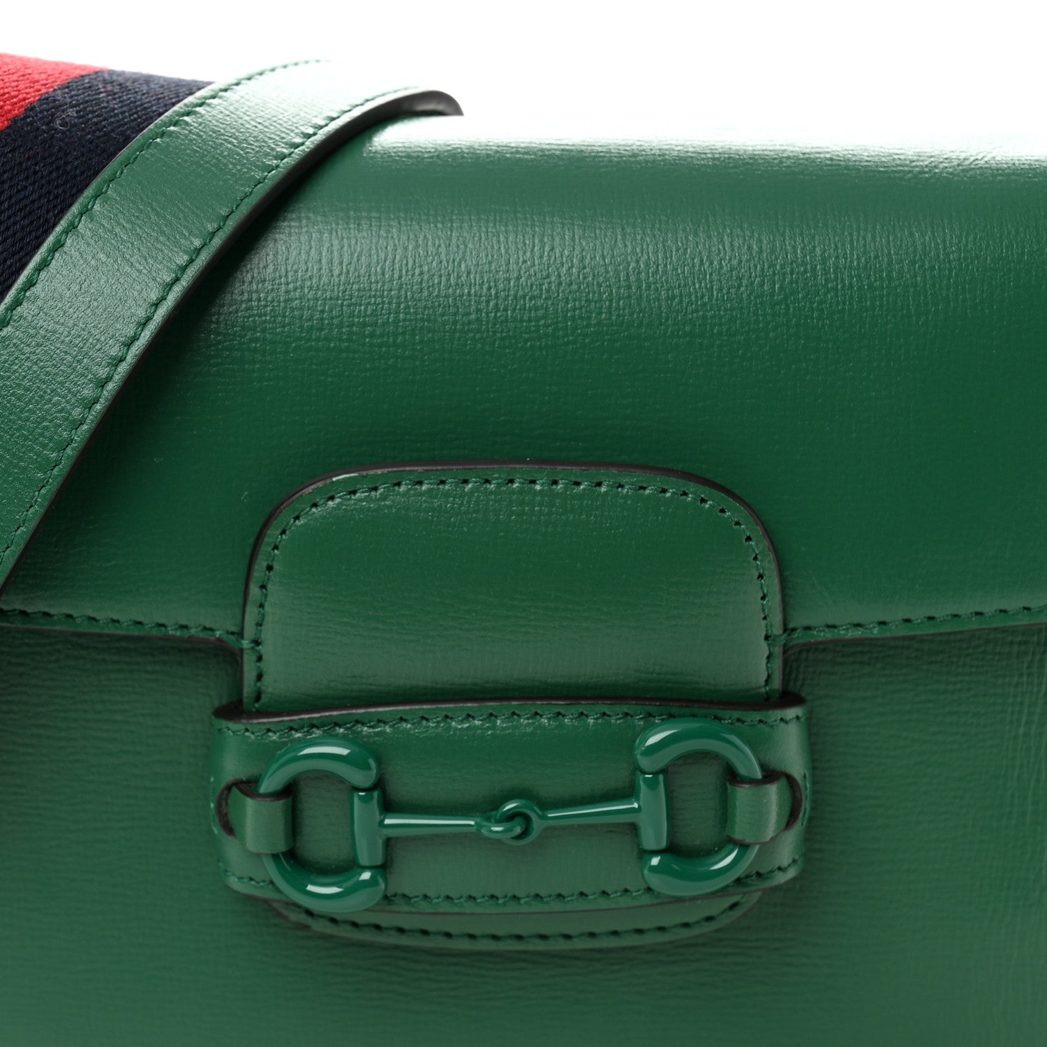 Gucci Azalea Calfskin Web Monochrome Horsebit 1955 Shoulder Bag Emerald