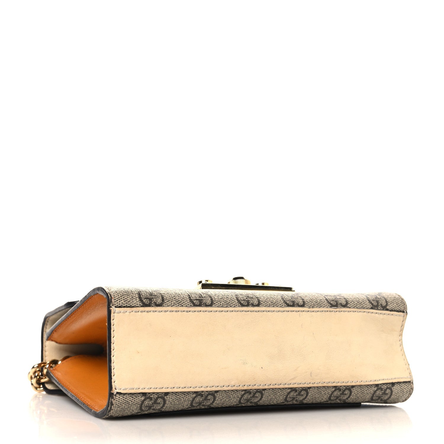 Gucci GG Supreme Monogram Calfskin Small Padlock Shoulder Bag Beige Mystic White Sun Oil