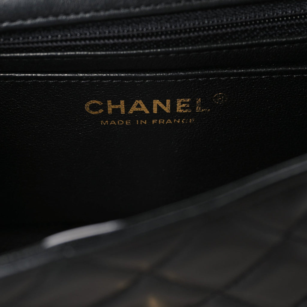 Chanel Lambskin Quilted Mini Rectangular Flap Black