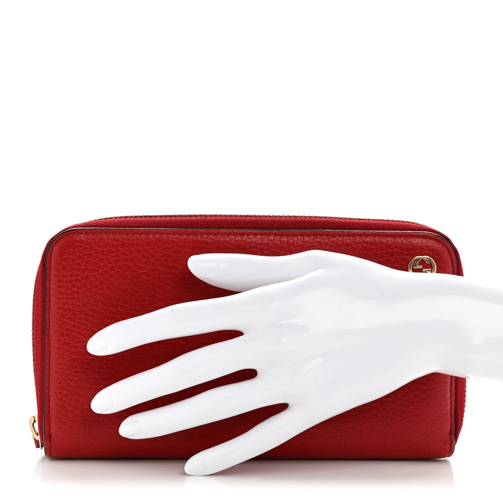 Gucci Dollar Calfskin GG Zip Around Wallet Red