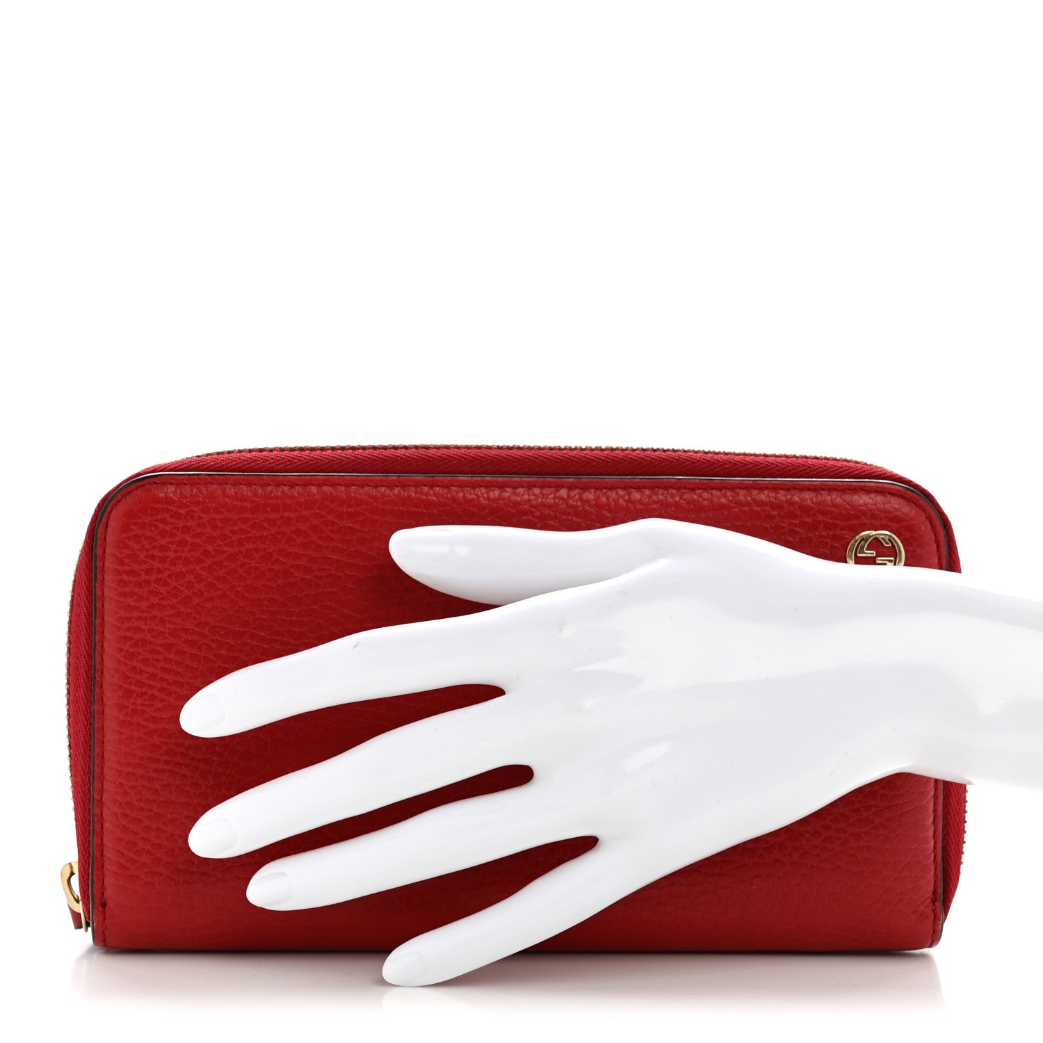 Gucci Dollar Calfskin GG Zip Around Wallet Red
