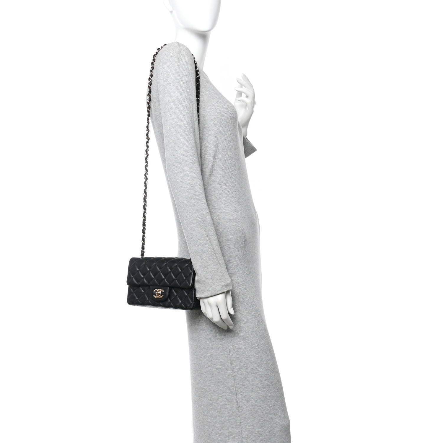 Chanel Lambskin Quilted Mini Rectangular Flap Black
