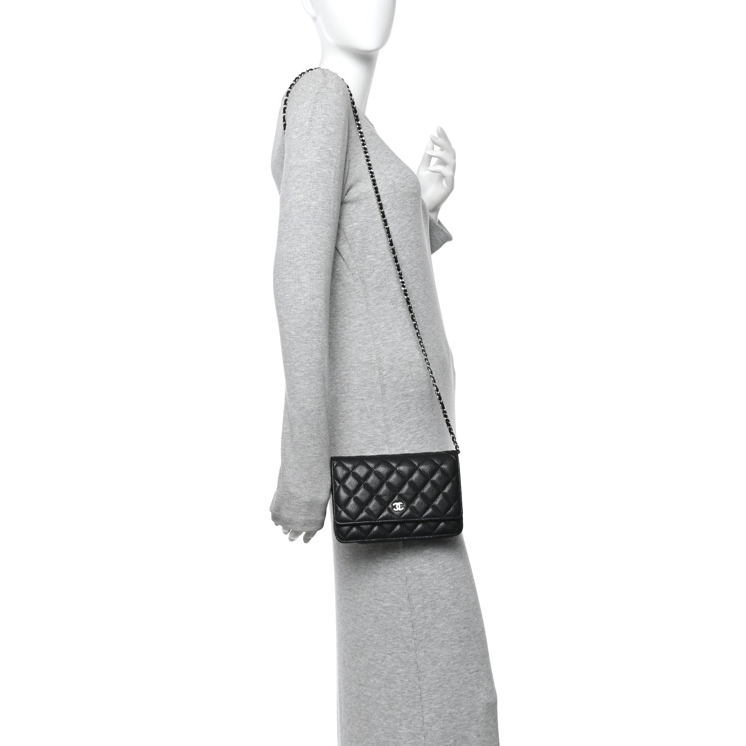 Chanel Caviar Quilted Wallet on Chain WOC Black