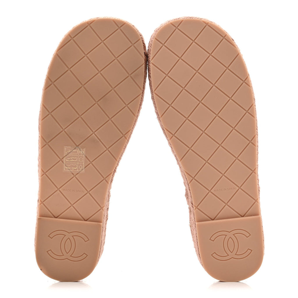 Canvas Strass CC Espadrille Slingback Sandals 38 Pink