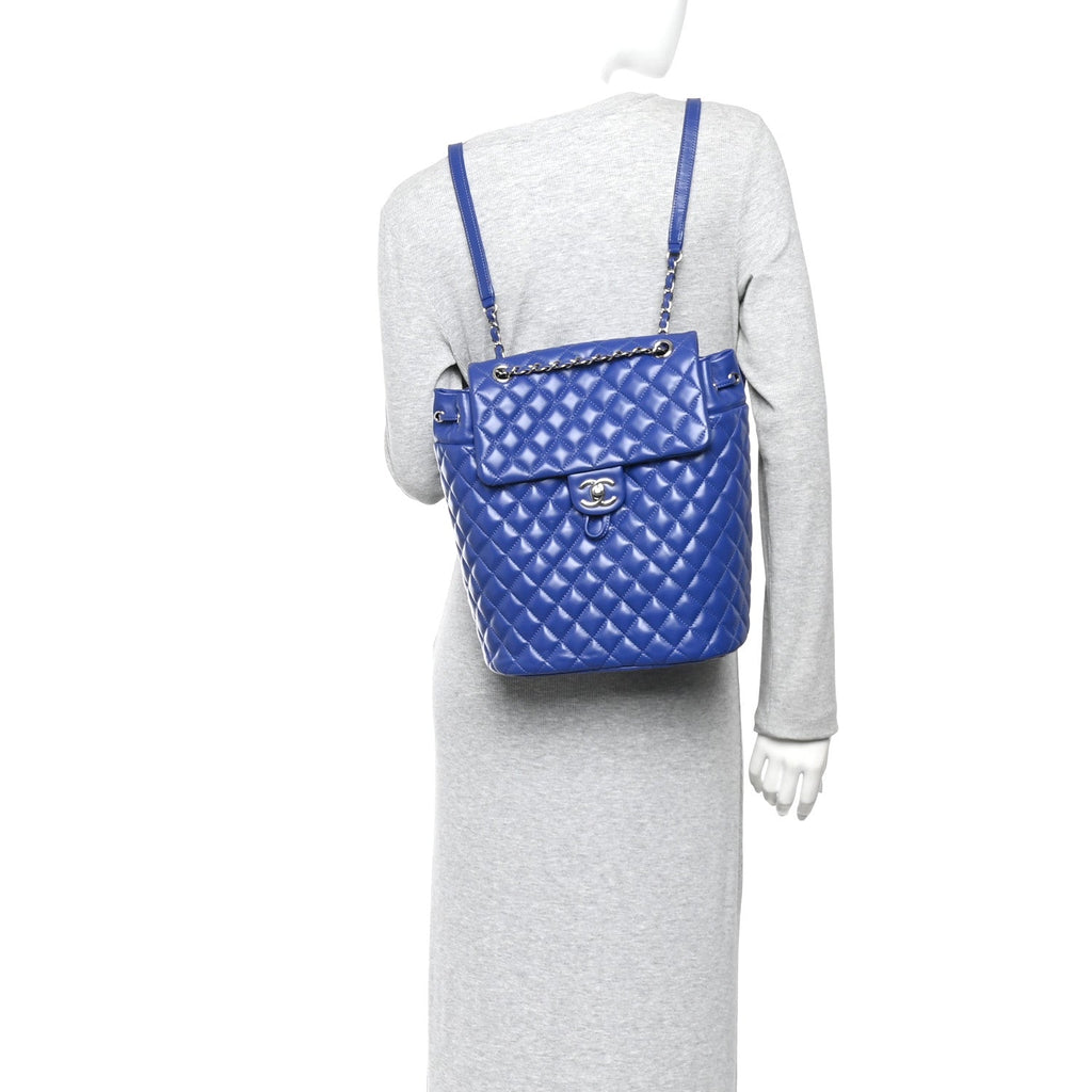 Chanel Lambskin Quilted Large Urban Spirit Backpack Blue