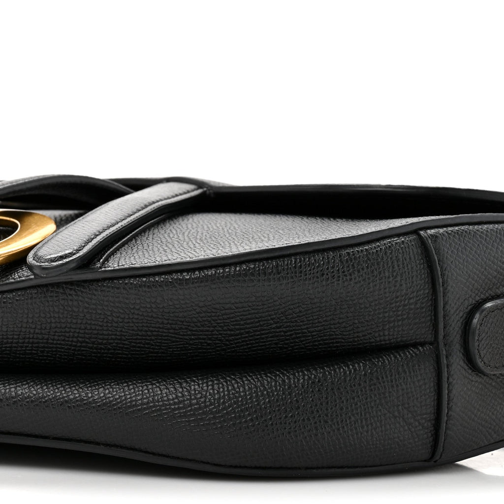 Christian Dior Grained Calfskin Saddle Bag Black
