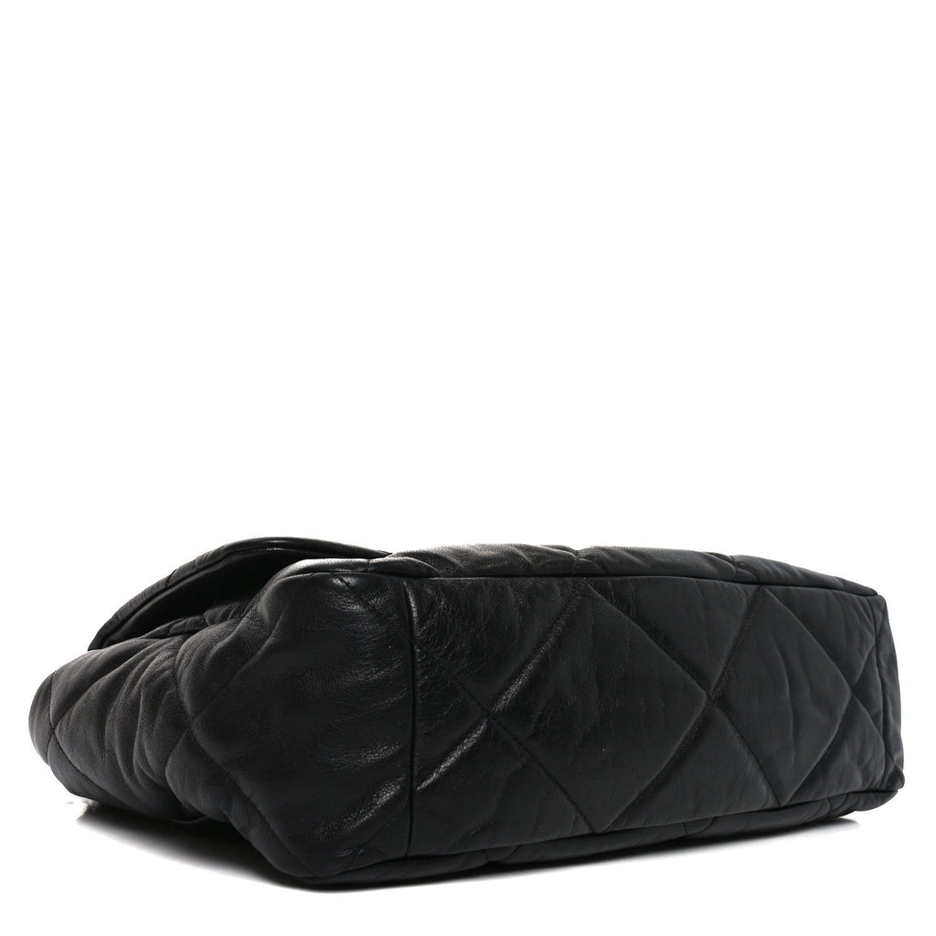 Chanel Goatskin Quilted Maxi Chanel 19 Flap Black