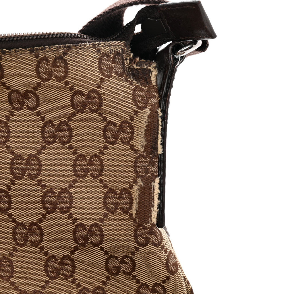 Gucci Monogram Calfskin Perforated Medium Flat Messenger Bag Dark Brown