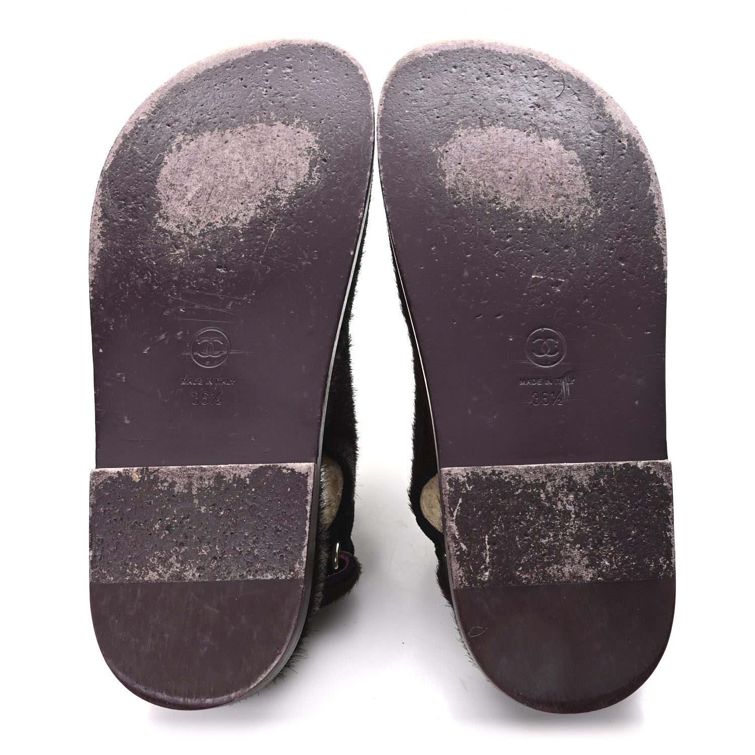 Calf Hair Suede Shearling Dad Sandals 36.5 Burgundy Black