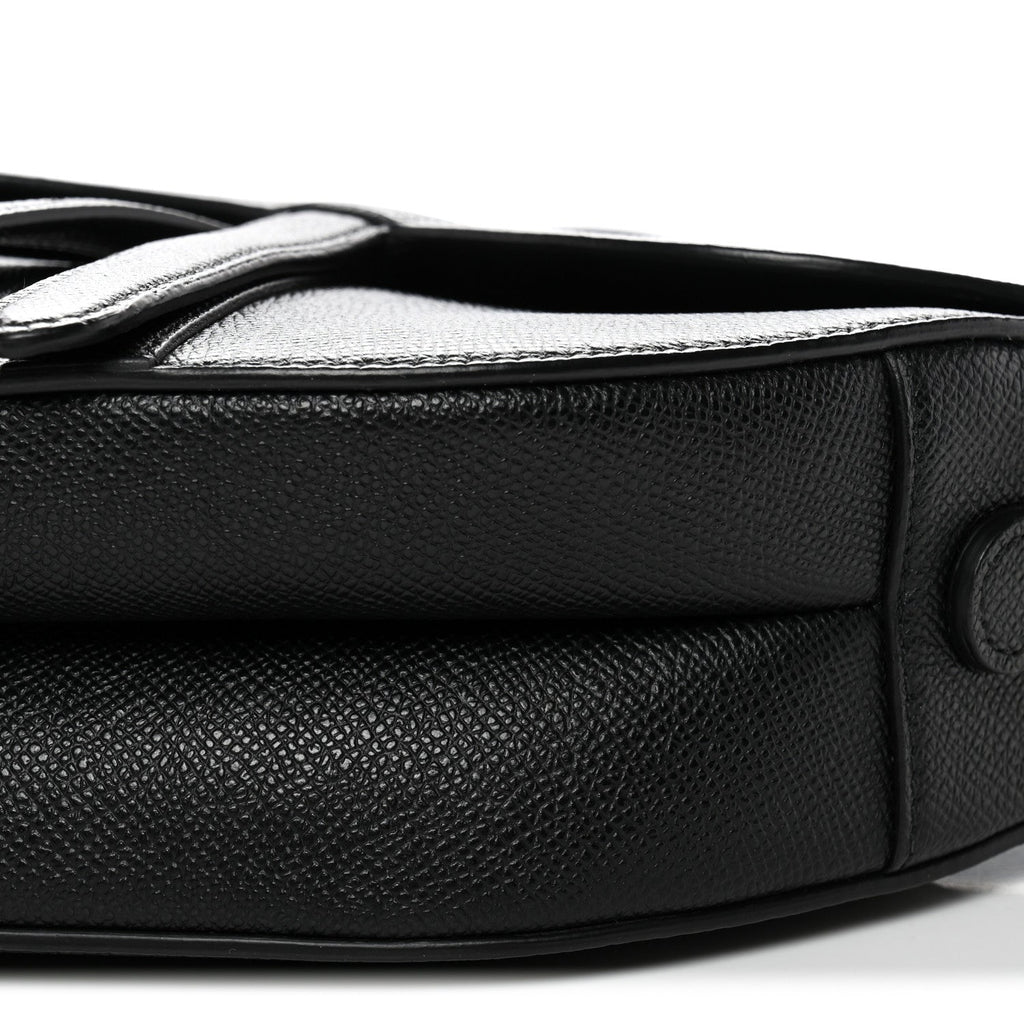 Christian Dior Grained Calfskin Saddle Bag With Strap Black