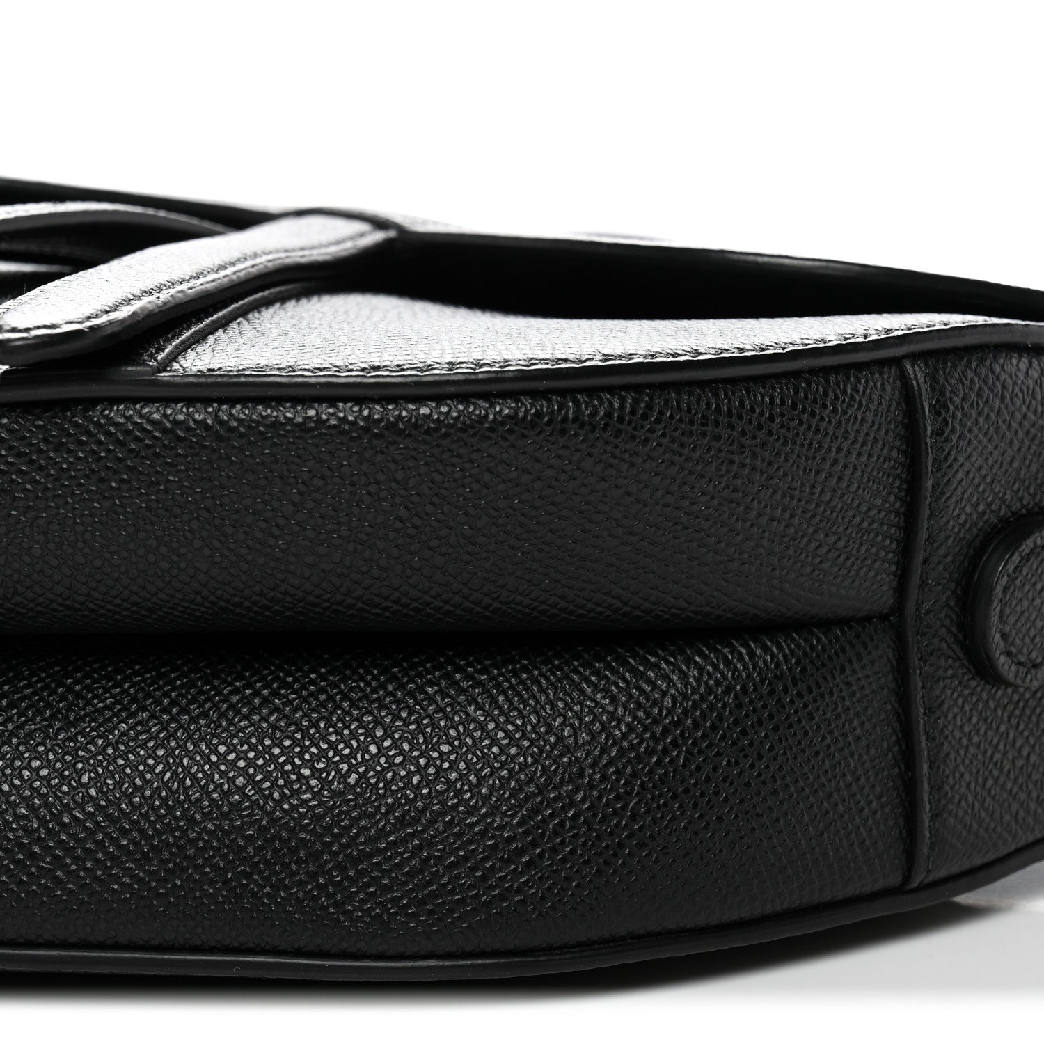 Christian Dior Grained Calfskin Saddle Bag With Strap Black