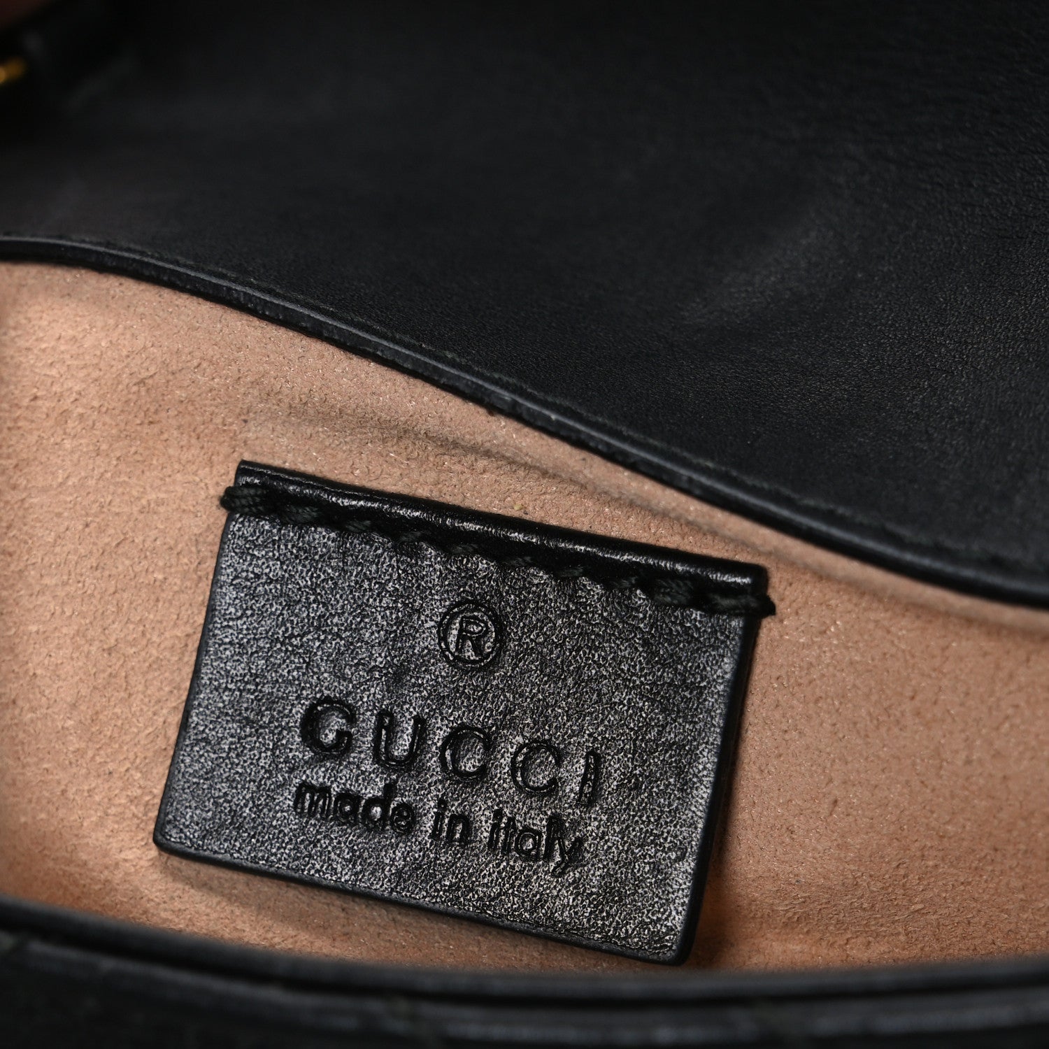 Gucci Calfskin Matelasse Super Mini GG Marmont Shoulder Bag Black
