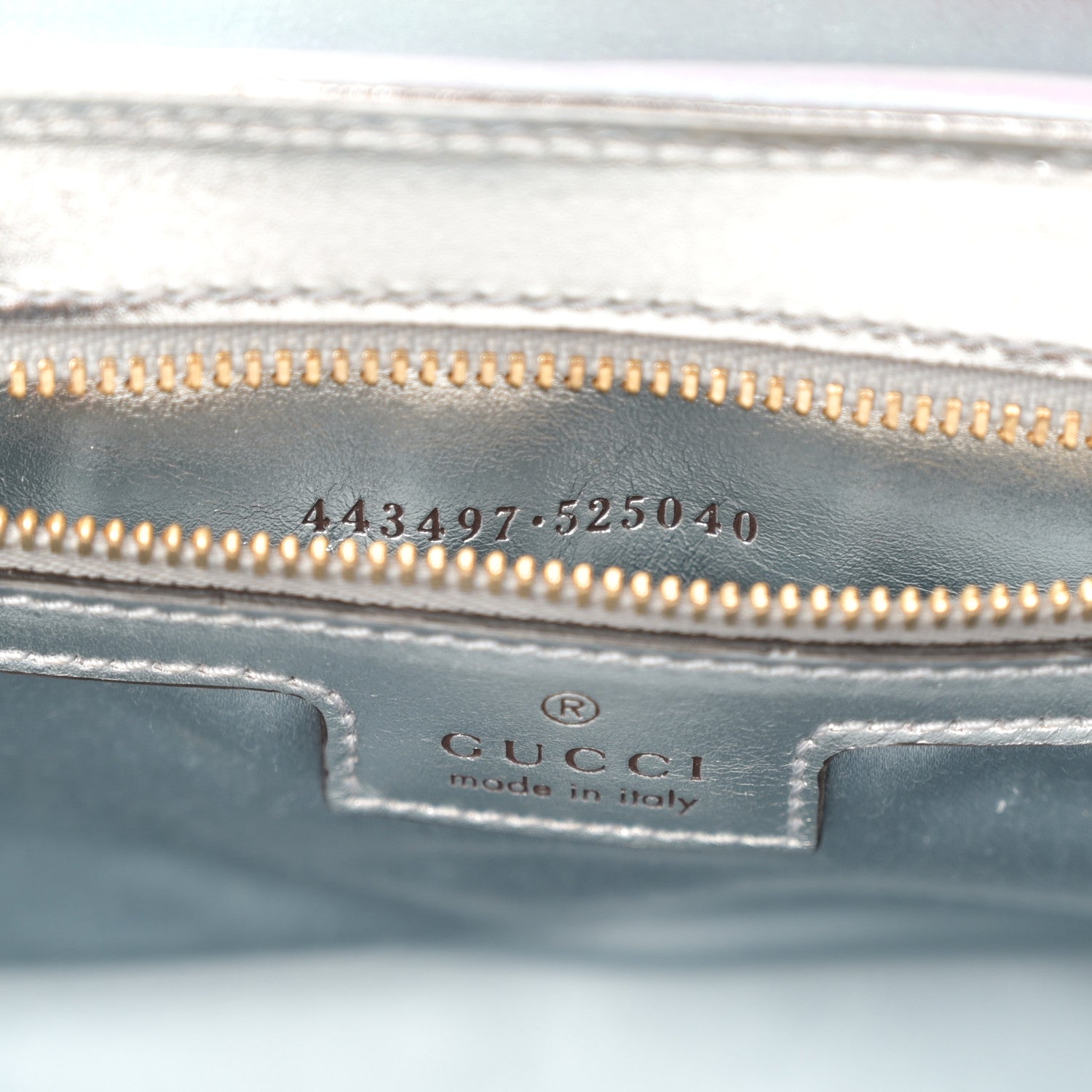 Gucci Iridescent Nappa Chevron Matelasse Small GG Marmont Shoulder Bag Iridescent Snow Light Blue