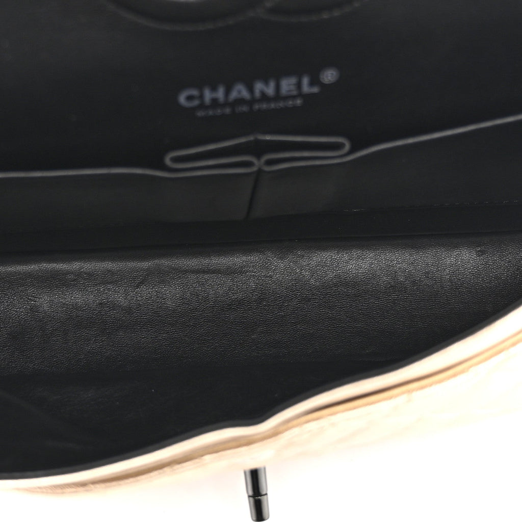 Chanel Metallic Lambskin Quilted Medium Double Flap Gold Black