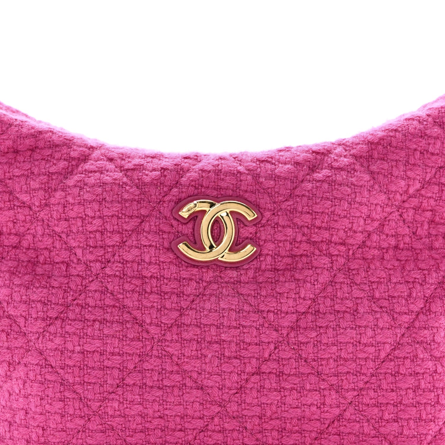 Chanel Cashmere Tweed Quilted CC Links Hobo Fuchsia