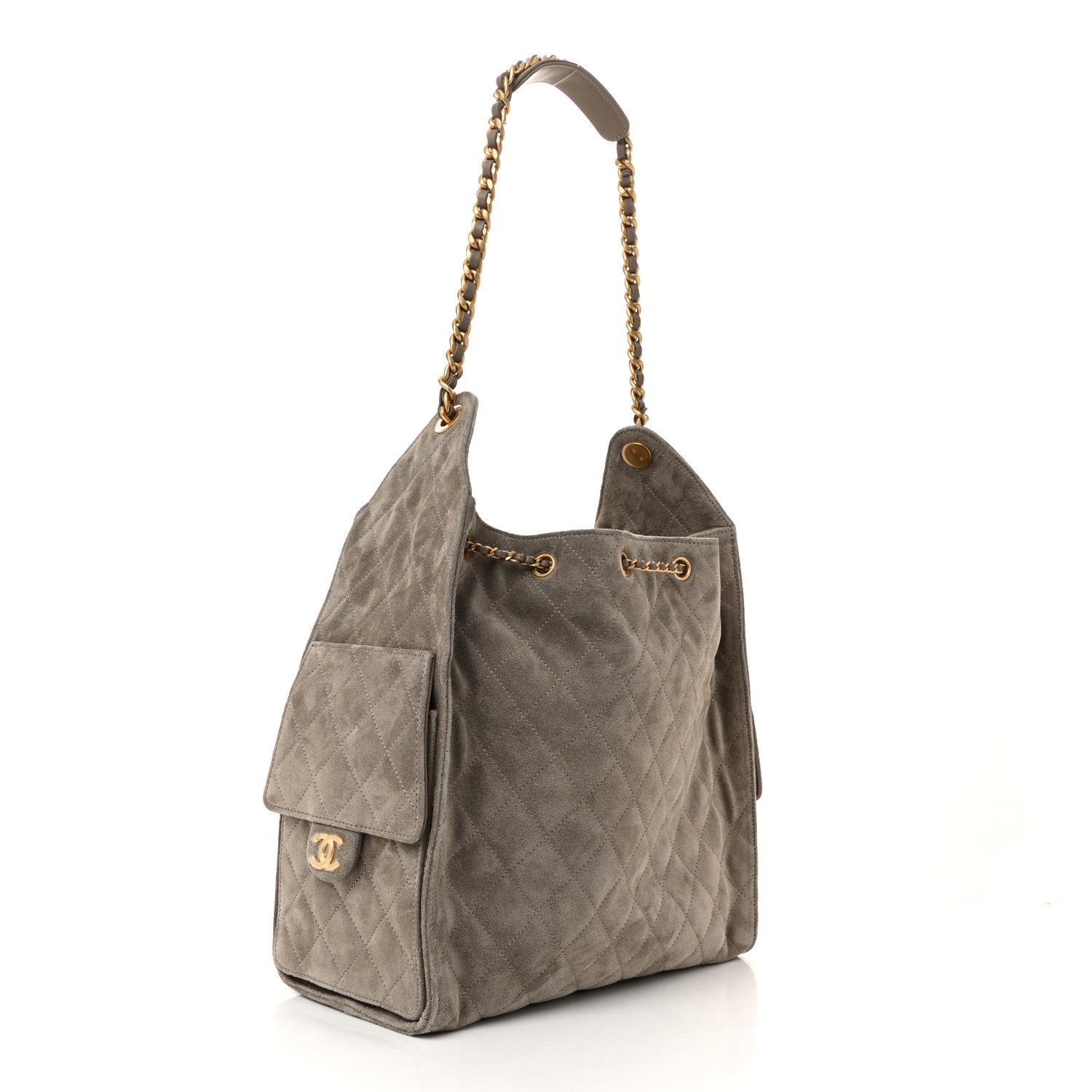 Chanel Suede Quilted Medium Chanel 25 Handbag Grey