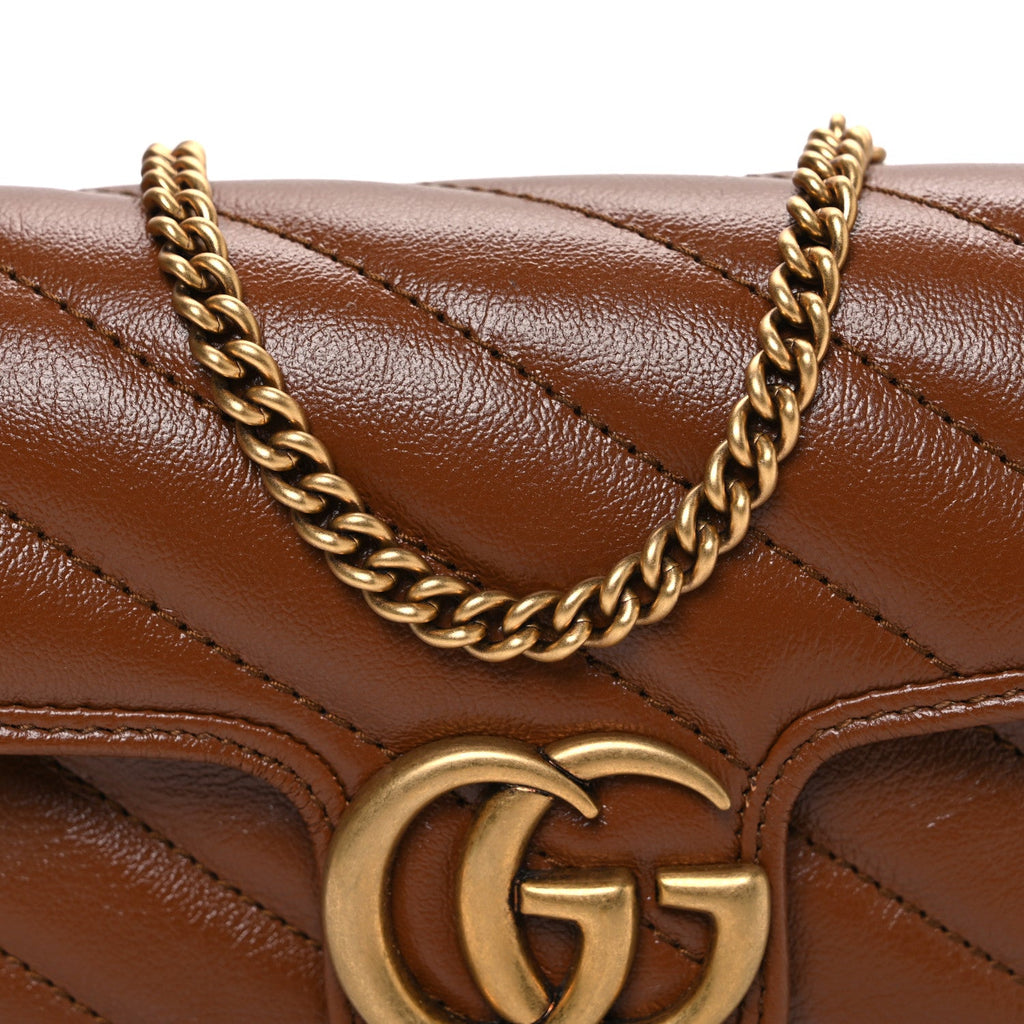 Gucci Azalea Calfskin Matelasse Diagonal Super Mini GG Marmont Shoulder Bag Cuir