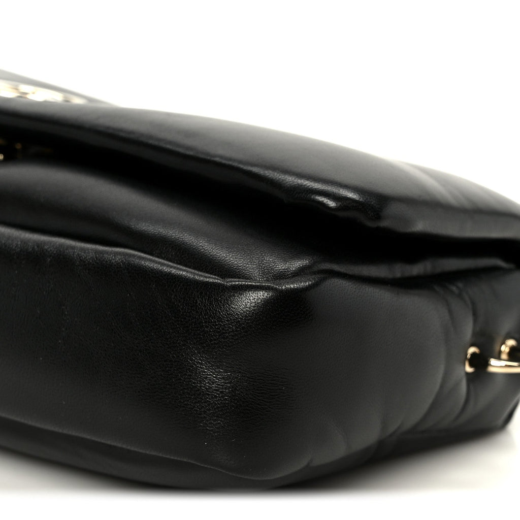 Gucci Lambskin Small GG Milano Top Handle Shoulder Bag Black
