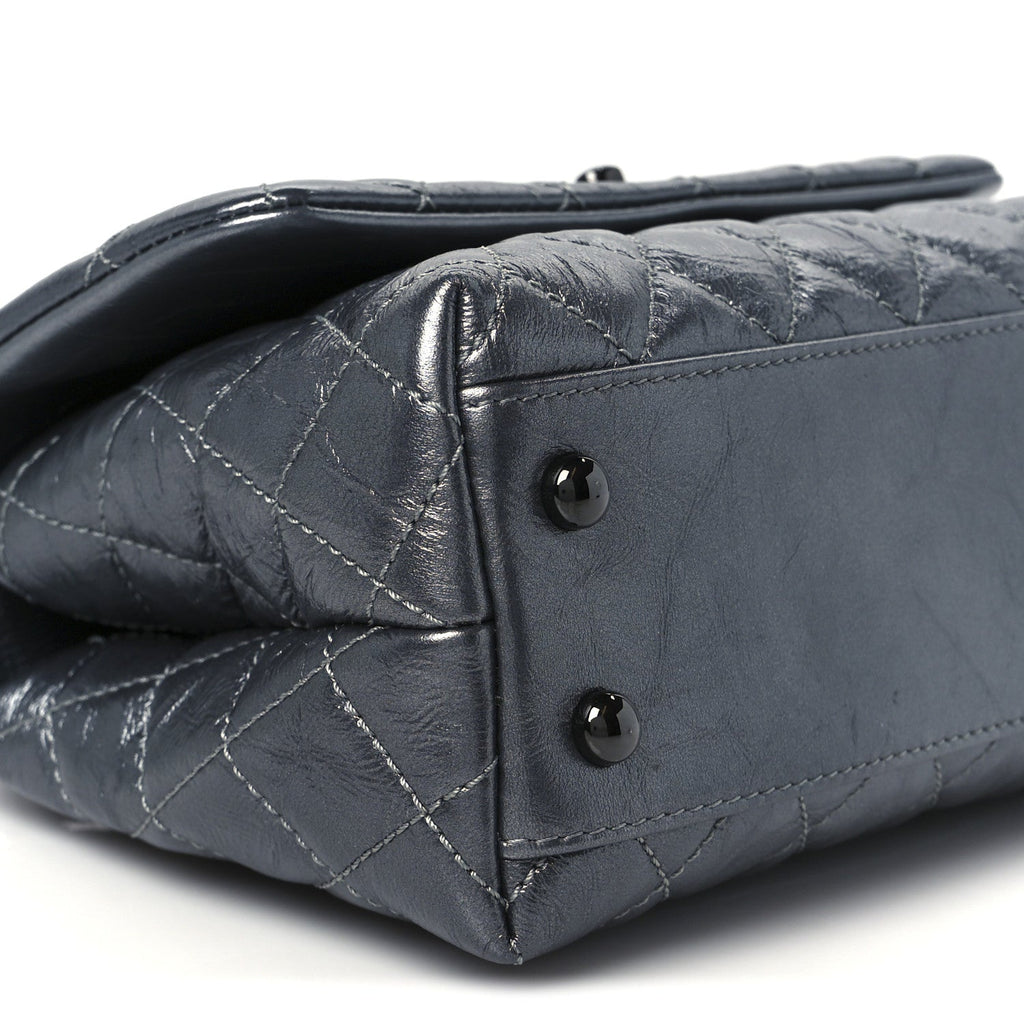 Chanel Metallic Aged Calfskin Quilted Mini Coco Handle Flap Charcoal