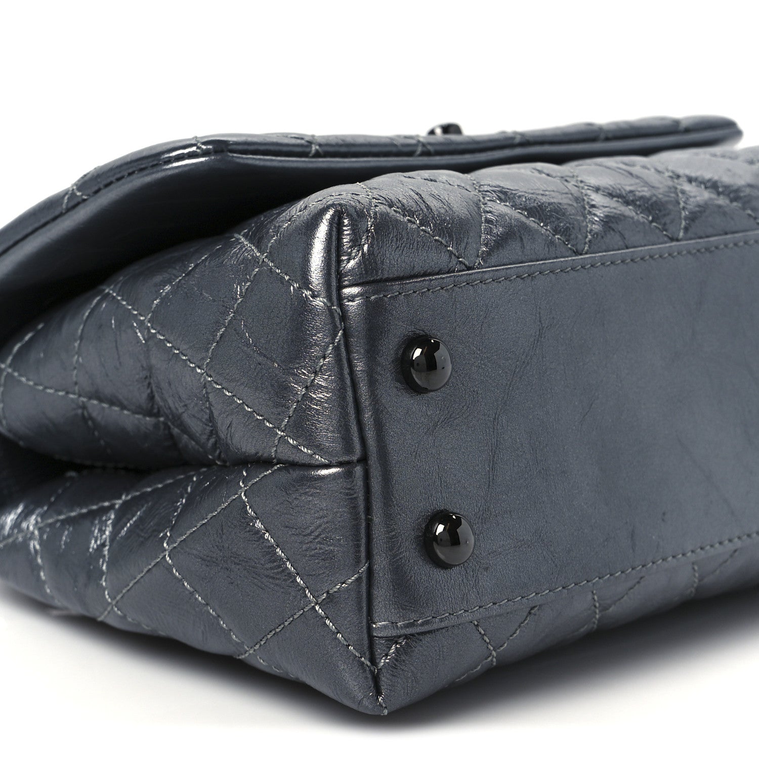 Chanel Metallic Aged Calfskin Quilted Mini Coco Handle Flap Charcoal