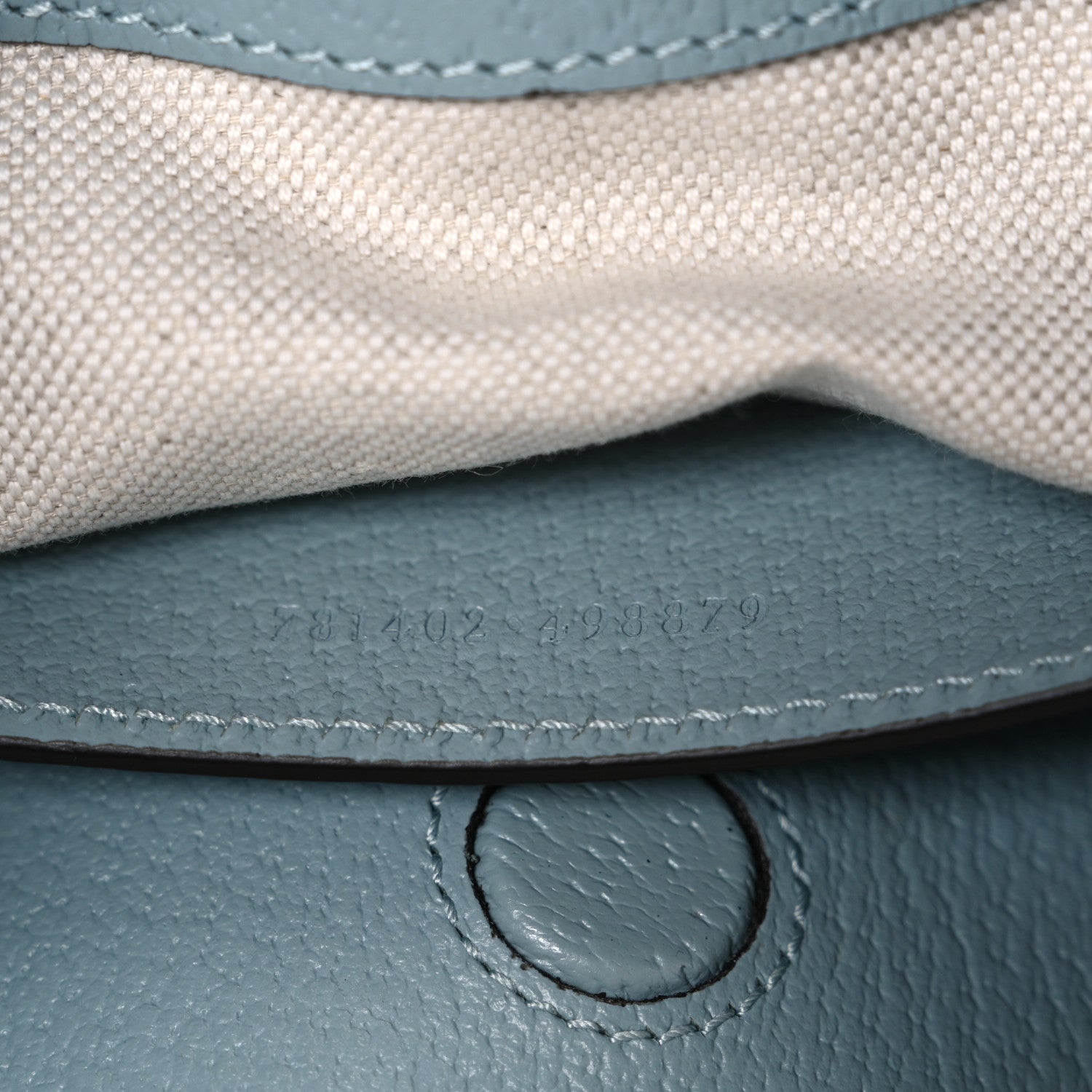Gucci GG Supreme Monogram Textured Dollar Calfskin Web Small Ophidia Bucket Shoulder Bag Dusty Blue