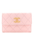 Caviar Quilted CC Flap Card Holder Rose