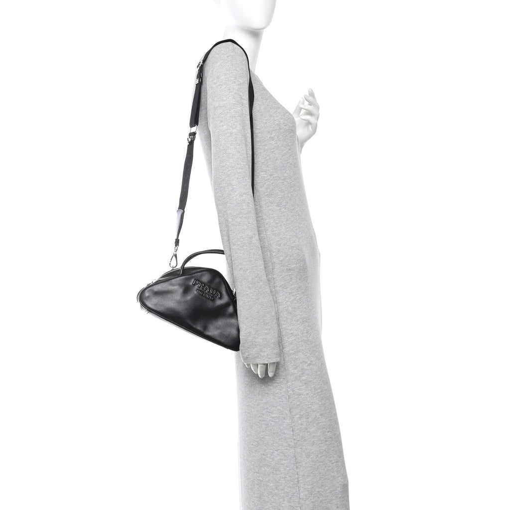 Prada Grace Lux Triangle Top Handle Shoulder Bag Black