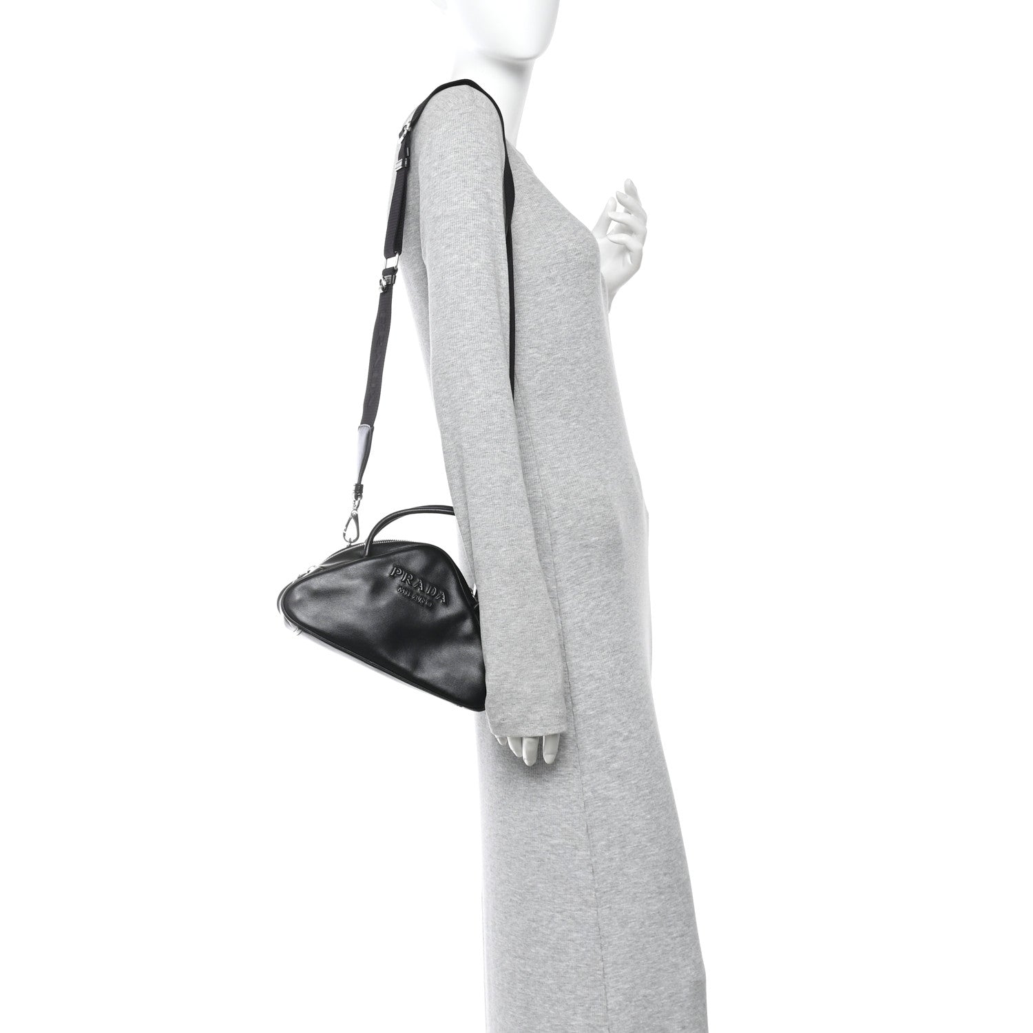 Prada Grace Lux Triangle Top Handle Shoulder Bag Black