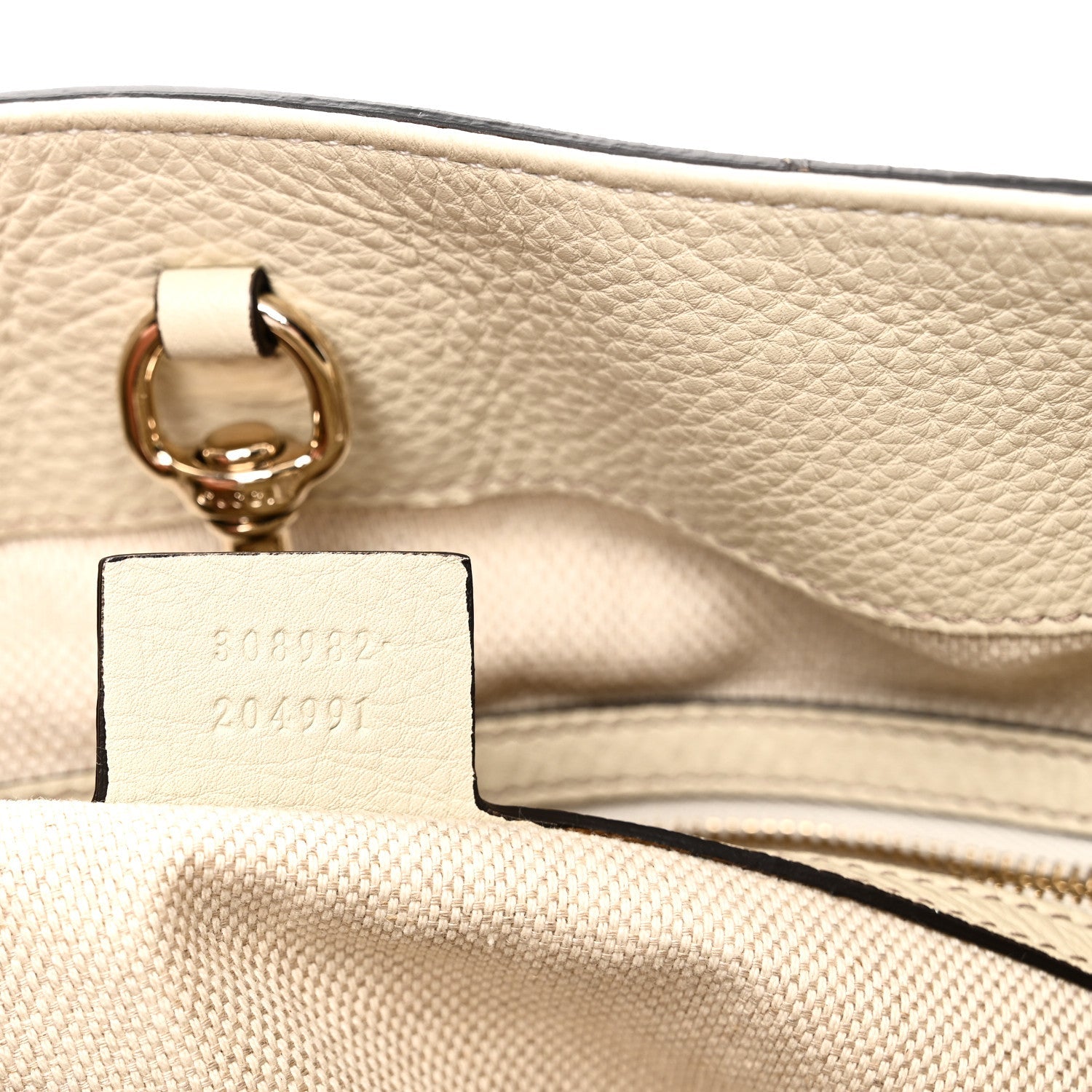 Gucci Pebbled Calfskin Medium Soho Chain Shoulder Bag  Off White