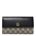 Gucci Dollar Calfskin GG Supreme Monogram GG Marmont Continental Wallet Black Beige Ebony