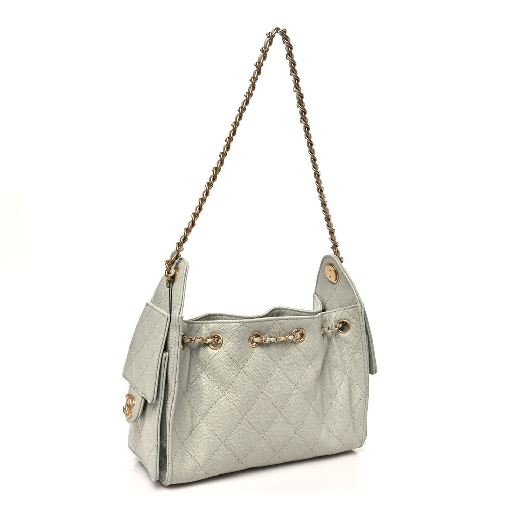 Chanel Caviar Quilted Mini Chanel 25 Handbag Light Green