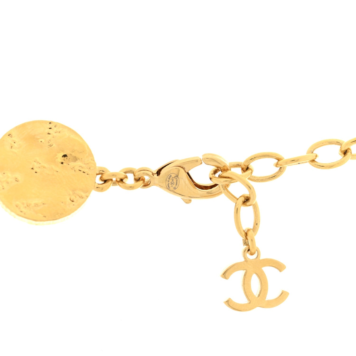 Metal Enamel Disc CC Choker Necklace Gold Black