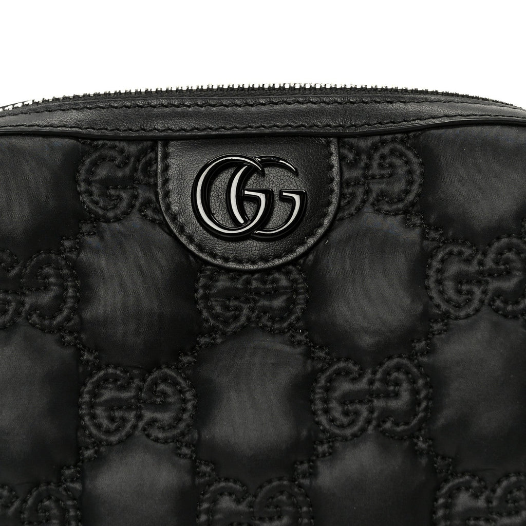 Gucci Nylon Calfskin Enamel GG Matelasse Beauty Case Black