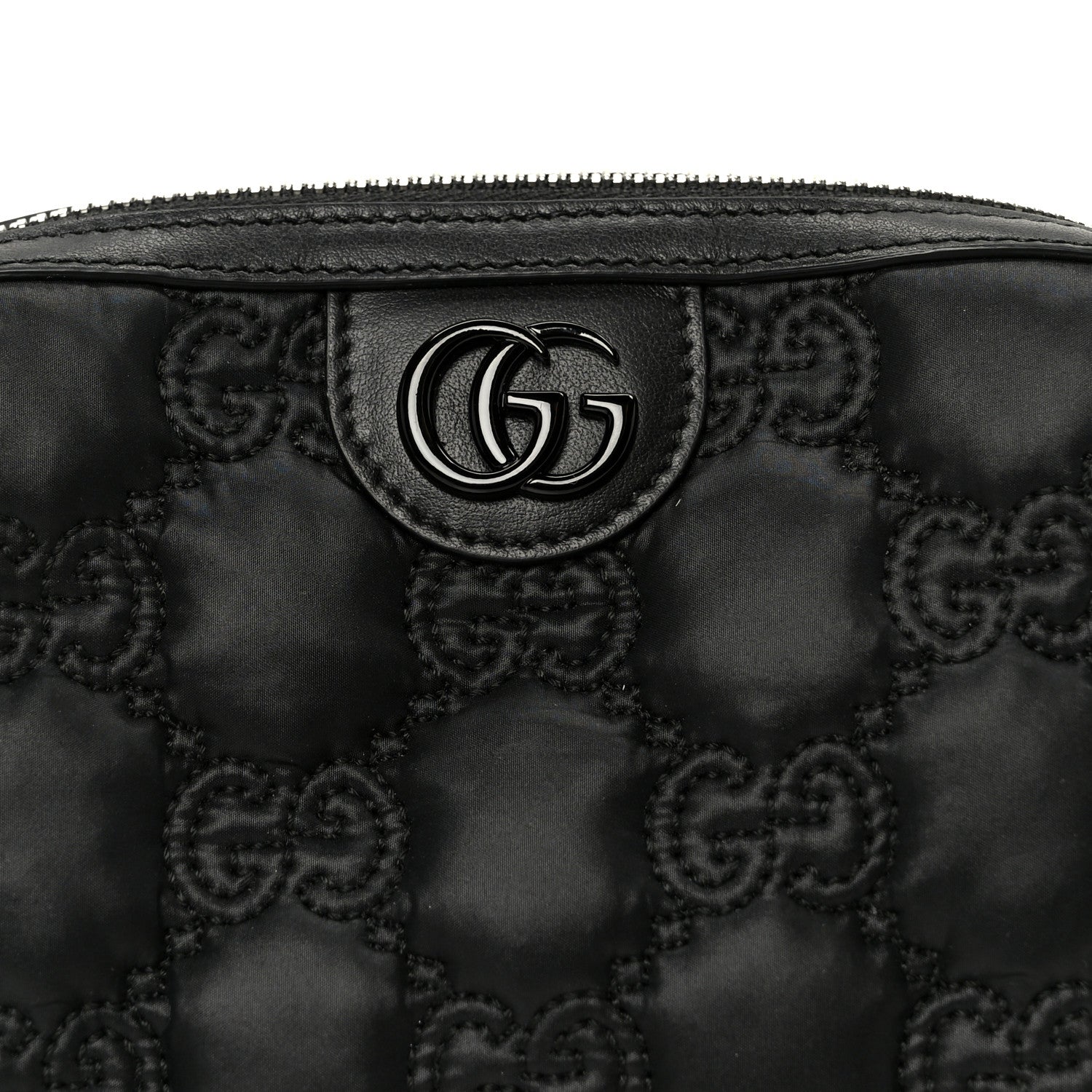 Gucci Nylon Calfskin Enamel GG Matelasse Beauty Case Black
