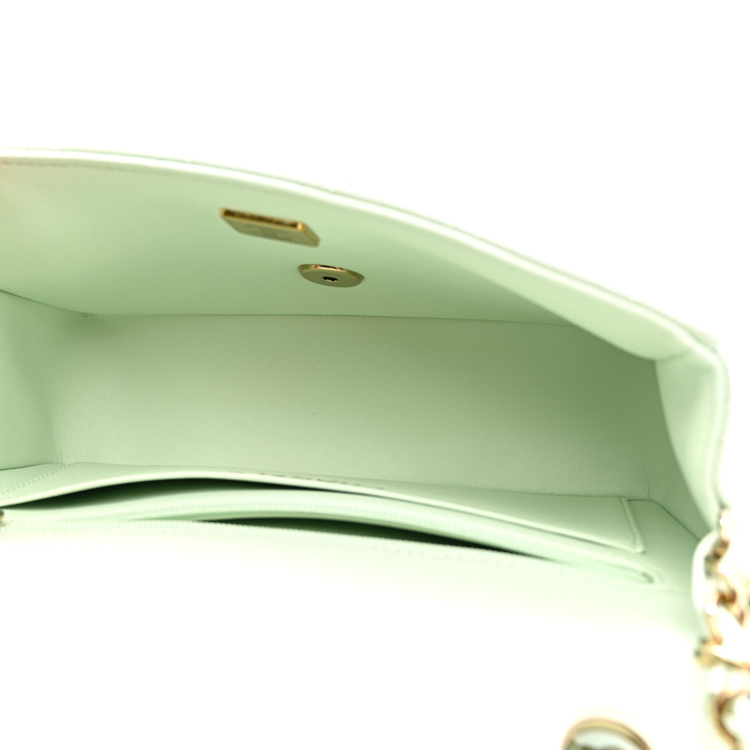 Chanel Lambskin Quilted Mini Rectangular Flap Light Green